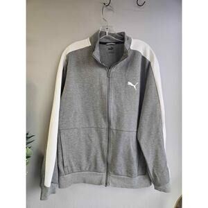 Puma Gray Contrast Panel Full-Zip Track Athletic Gym Jacket Size L‎